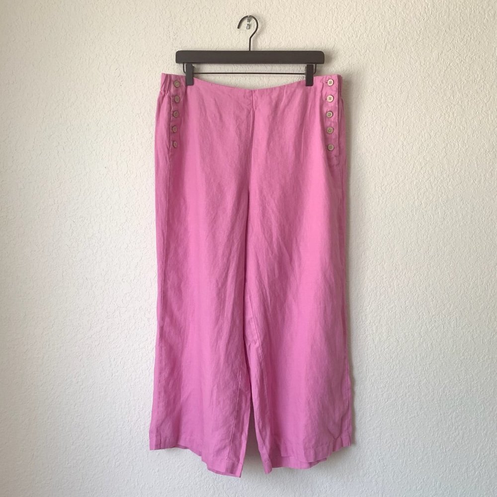 J. JILL Linen Full-Leg Sailor Crops Wide-Leg High-Waist - Picture 1 of 9